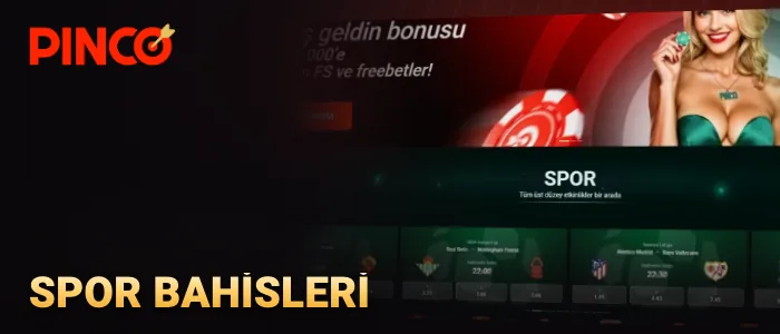 Futbol, basketbol ve eSpor karşılaşmalarının ondalık oranlarla listelendiği spor bahisleri ekranı